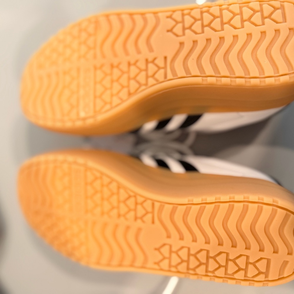 adidas White, Tan & Black Court-Inspired Sneakers - Picture 4 of 4